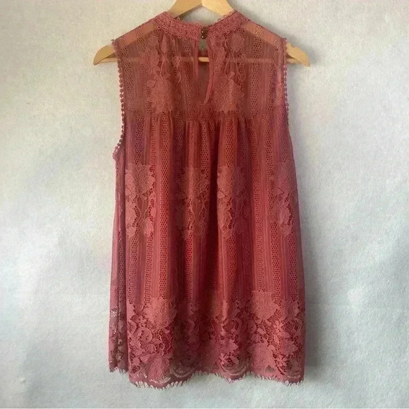 Worthington‎ Women's Guava Lace Halter Sleeveless Feminine Boho Blouse Size XL - Picture 6 of 13